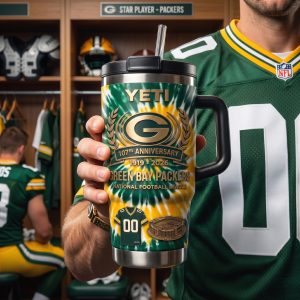 Green Bay Packers 107th Anniversary Tie Dye Handle Tumbler