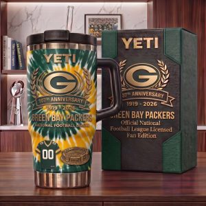 Green Bay Packers 107th Anniversary Tie Dye Handle Tumbler Green Bay Packers 107th Anniversary Tie Dye Handle Tumbler