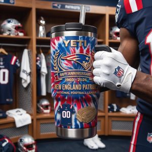 New England Patriots 66th Anniversary 1960-2026 Tie Dye Tumbler