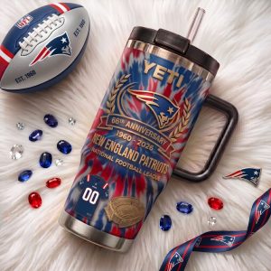 New England Patriots 66th Anniversary 1960-2026 Tie Dye Tumbler