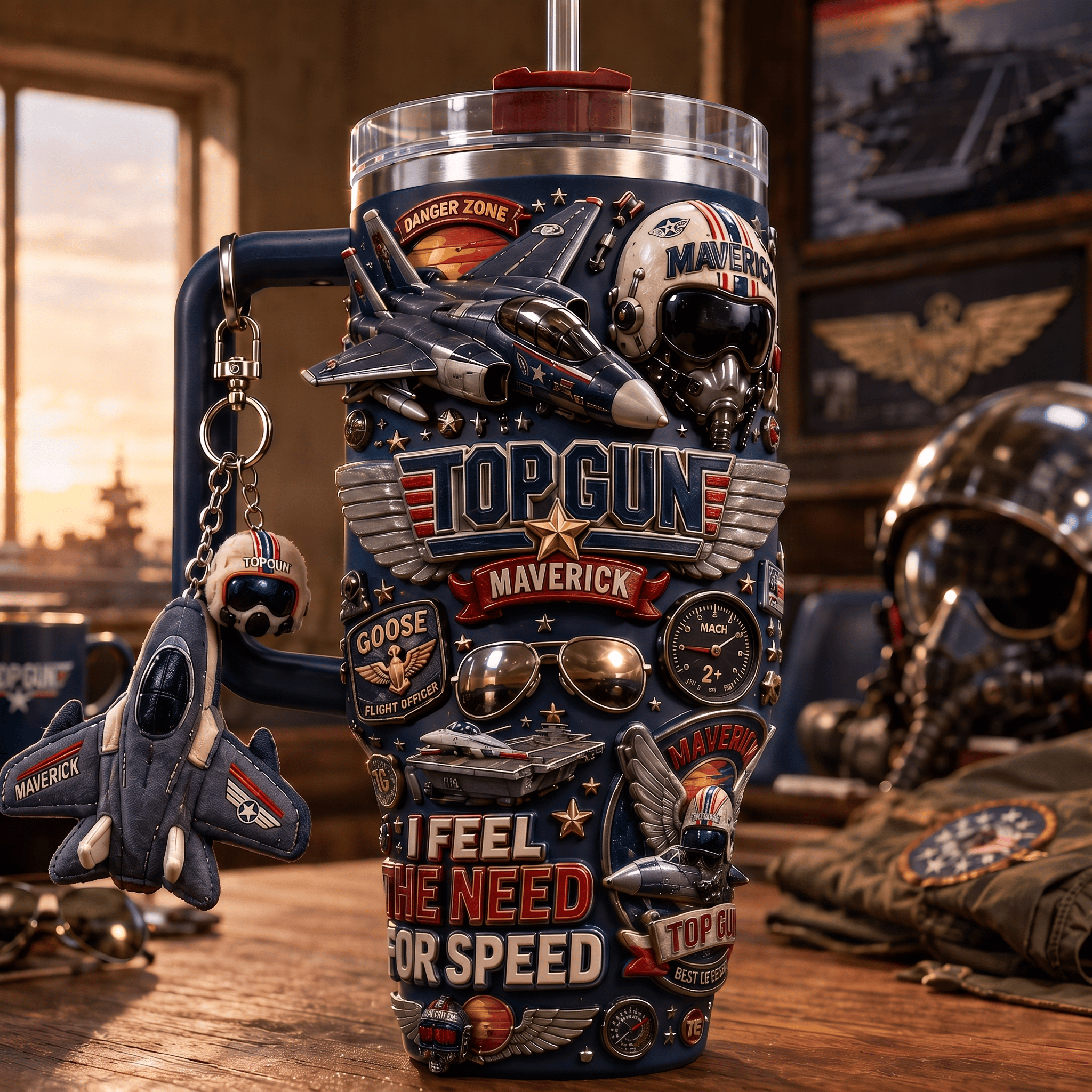 Front view of the TG 40oz Premium Stainless Steel Tumbler With Handle