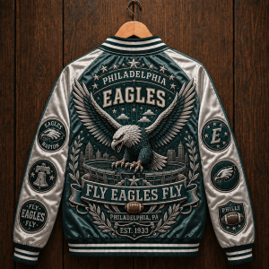 Philadelphia Eagles Premium Satin Streetwear Baseball Jacket Philadelphia Eagles Premium Satin Streetwear Baseball Jacket