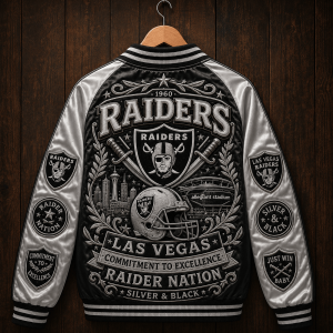 Las Vegas Raiders Premium Satin Streetwear Baseball Jacket Las Vegas Raiders Premium Satin Streetwear Baseball Jacket