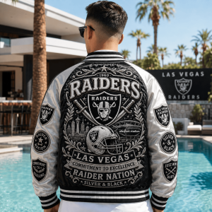 Las Vegas Raiders Premium Satin Streetwear Baseball Jacket