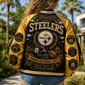 Pittsburgh Steelers Premium Satin Streetwear Baseball Jacket