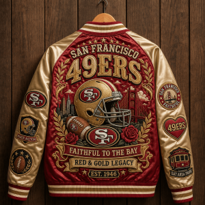 San Francisco 49ers Premium Satin Streetwear Baseball Jacket San Francisco 49ers Premium Satin Streetwear Baseball Jacket