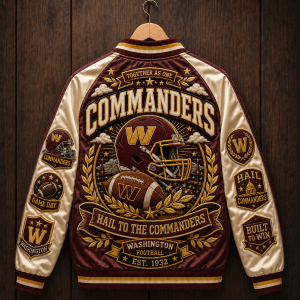 Washington Commanders Premium Satin Streetwear Baseball Jacket Washington Commanders Premium Satin Streetwear Baseball Jacket