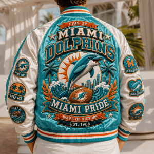 Miami Dolphins Premium Satin Streetwear Baseball Jacket