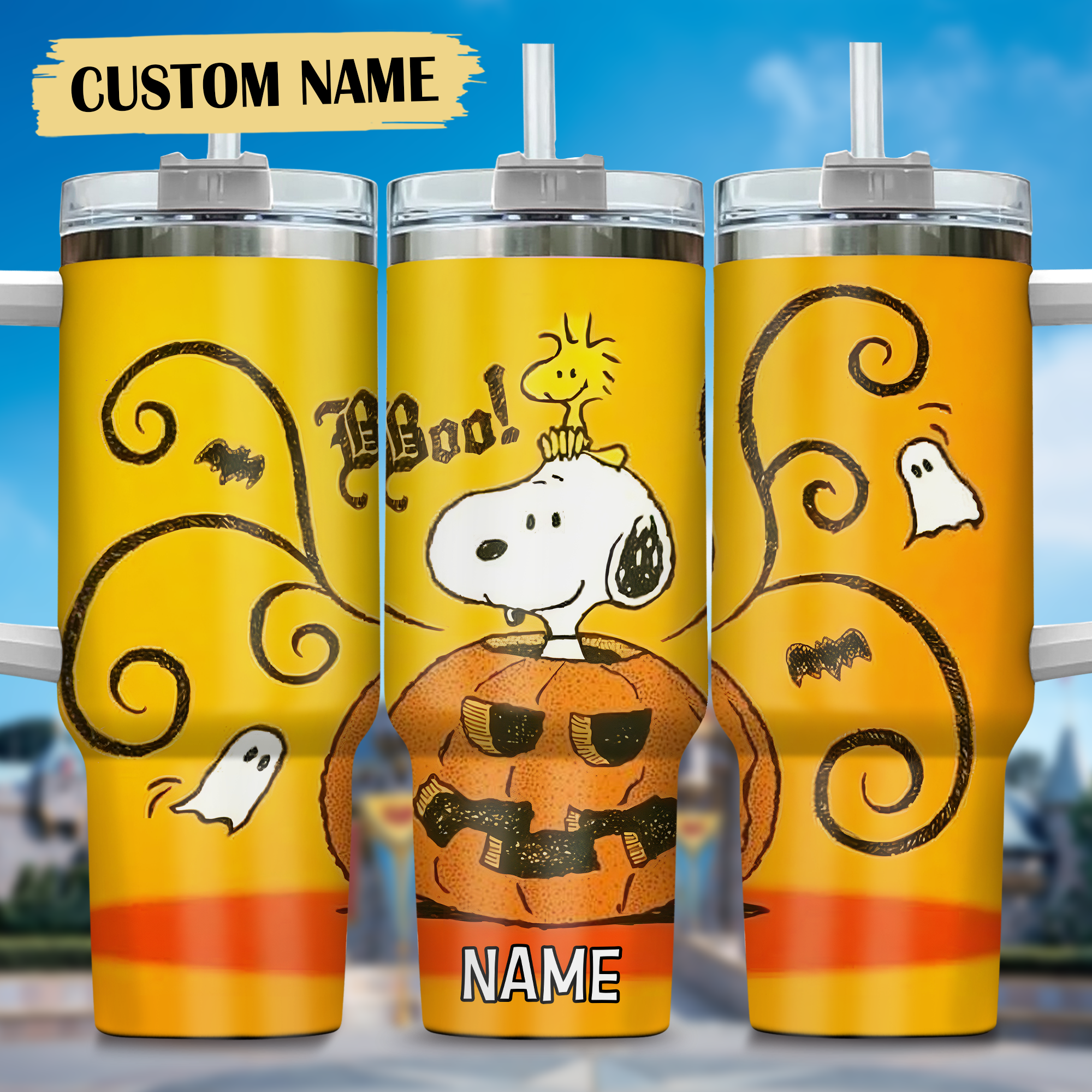 Personalized Snoopy Halloween Pumpkin Boo 40oz Tumbler Personalized Snoopy Halloween Pumpkin Boo 40oz Tumbler