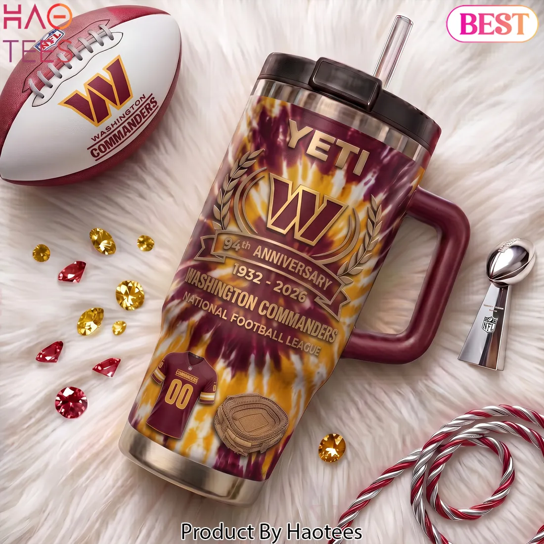 Washington Commanders 94th Anniversary Tie Dye Yeti Tumbler Washington Commanders 94th Anniversary Tie Dye Yeti Tumbler