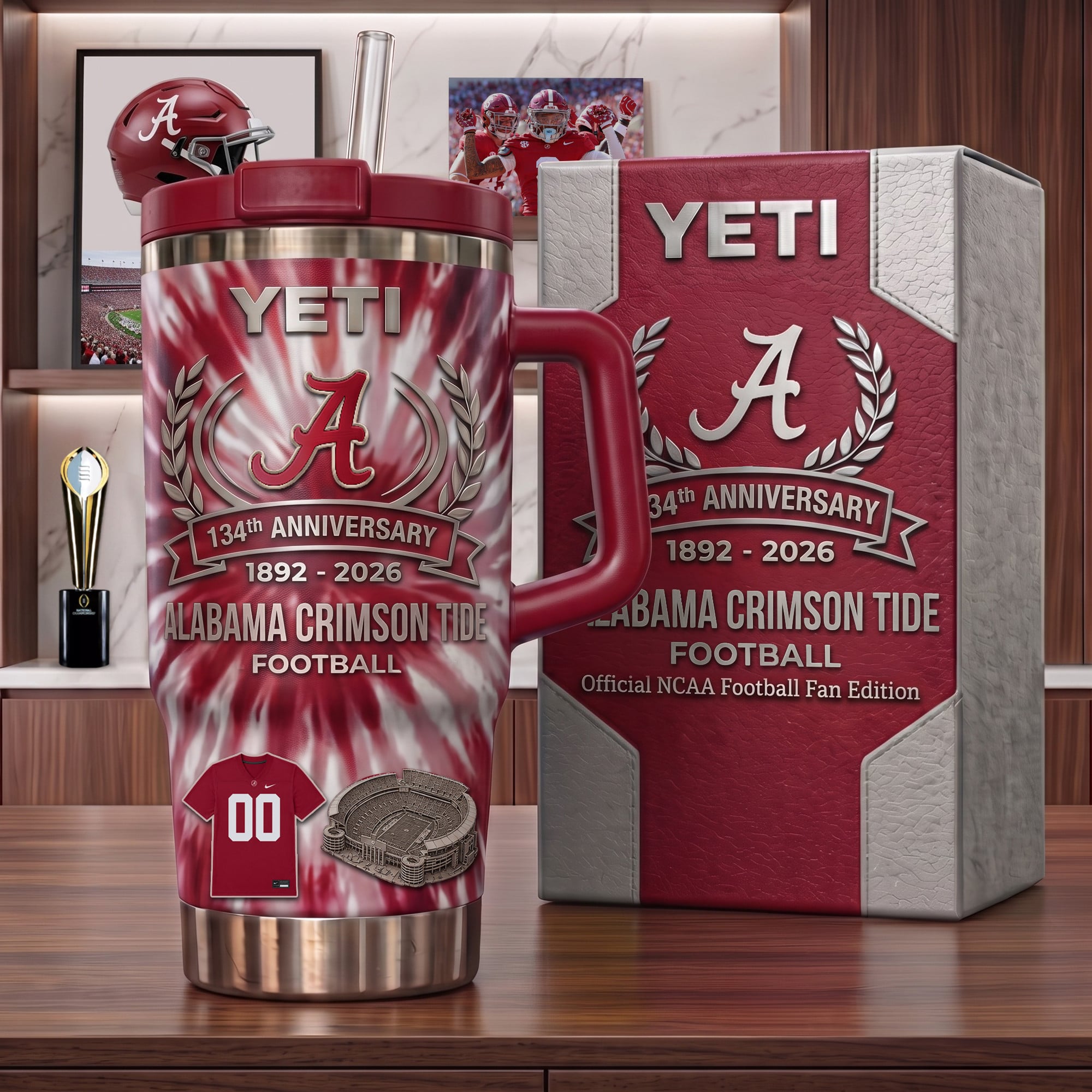 Alabama Crimson Tide 134th Anniversary Tie Dye Handle Tumbler Alabama Crimson Tide 134th Anniversary Tie Dye Handle Tumbler