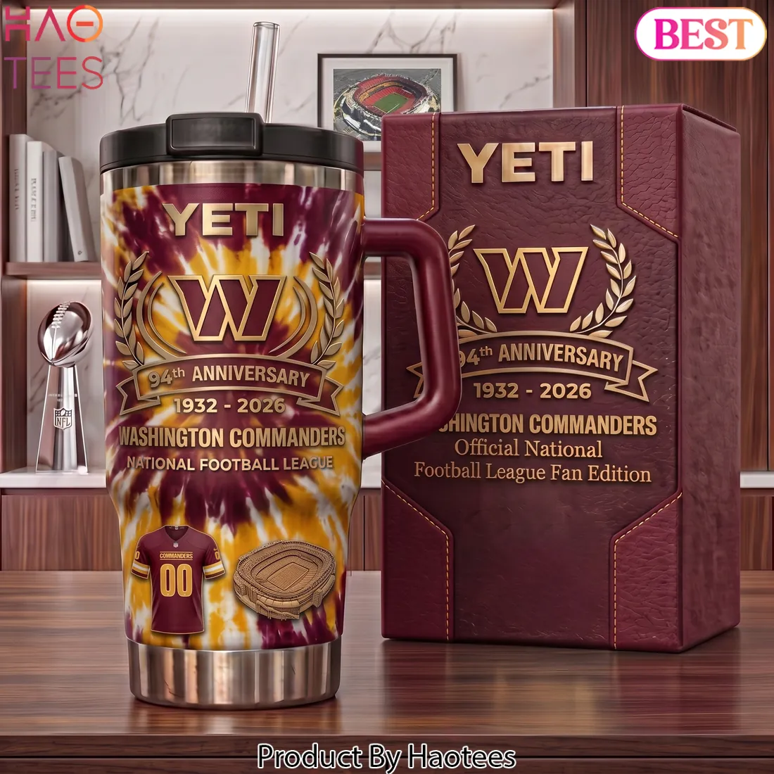 Washington Commanders 94th Anniversary Tie Dye Yeti Tumbler Washington Commanders 94th Anniversary Tie Dye Yeti Tumbler