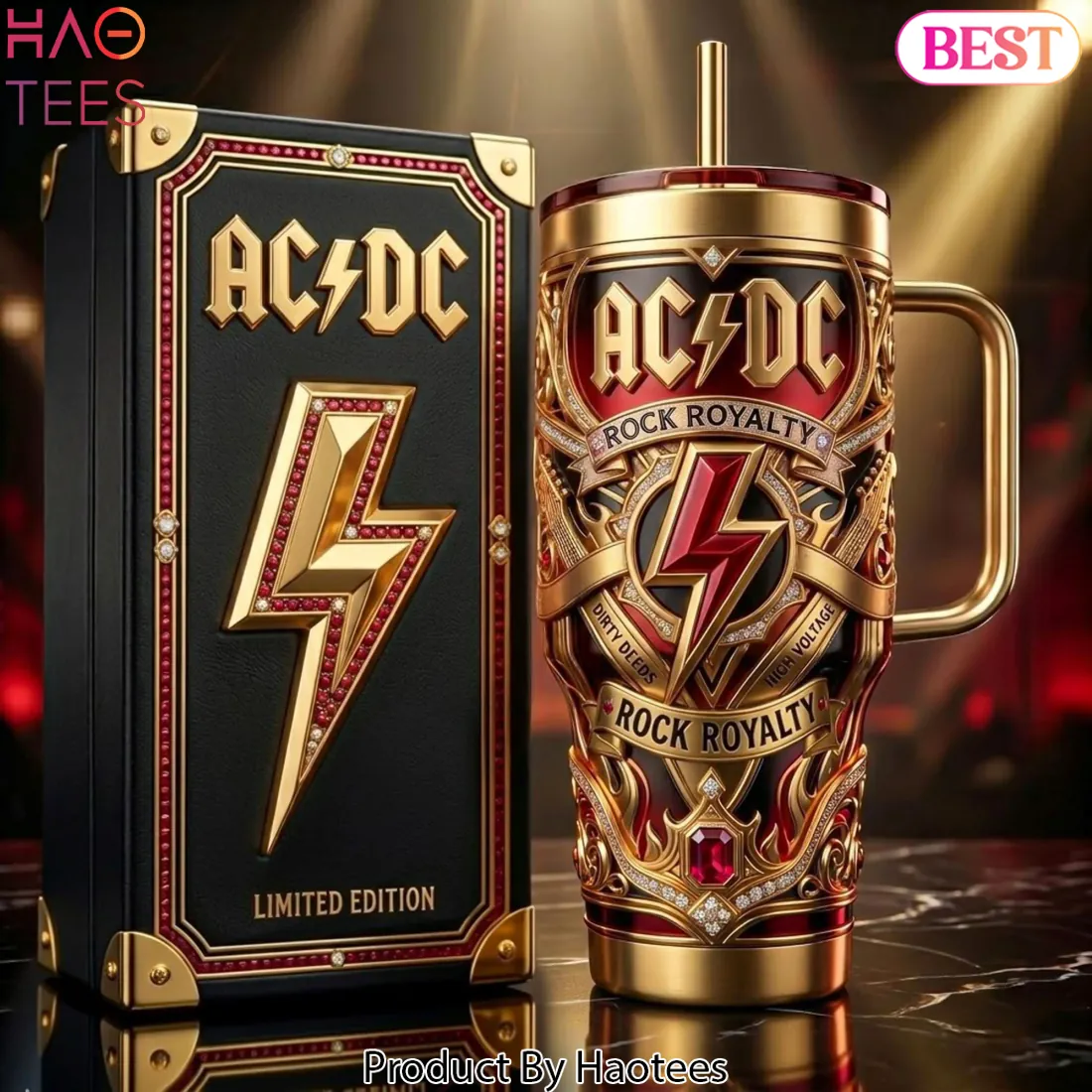 AC/DC Rock Royalty Limited Edition Gold Metal Handle Tumbler AC/DC Rock Royalty Limited Edition Gold Metal Handle Tumbler