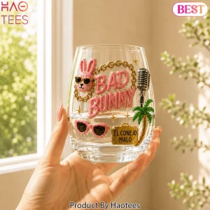 Bad Bunny El Conejo Malo 3D Embellished Whiskey Glass