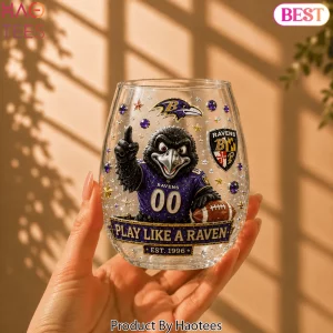 Baltimore Ravens Play Like A Raven Est 1996 Whiskey Glass