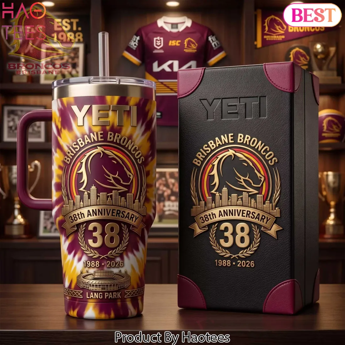 Brisbane Broncos 38th Anniversary Tie Dye Handle Tumbler Brisbane Broncos 38th Anniversary Tie Dye Handle Tumbler