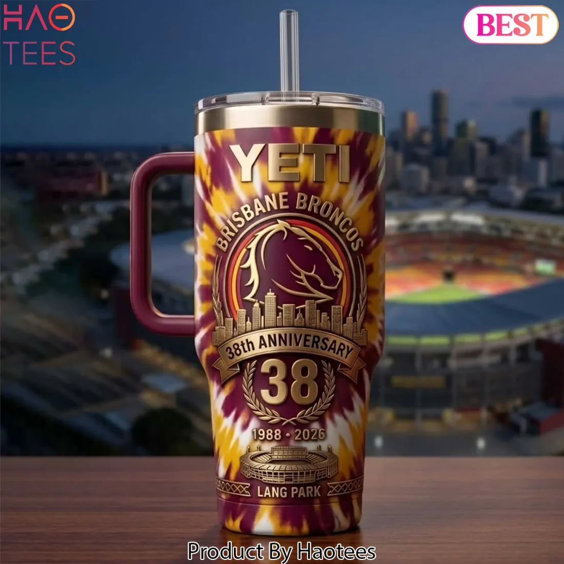Brisbane Broncos 38th Anniversary Tie Dye Handle Tumbler Brisbane Broncos 38th Anniversary Tie Dye Handle Tumbler