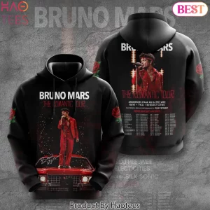 Bruno Mars The Romantic Tour Concert Merch 3D Printed Hoodie