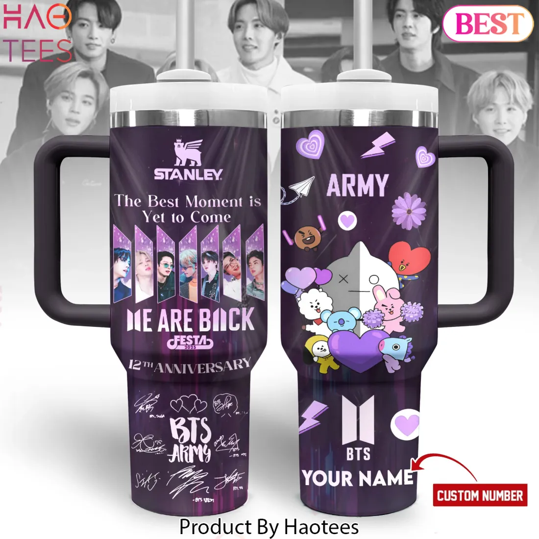 BTS 12th Anniversary Festa Personalized Stanley Handle Tumbler BTS 12th Anniversary Festa Personalized Stanley Handle Tumbler