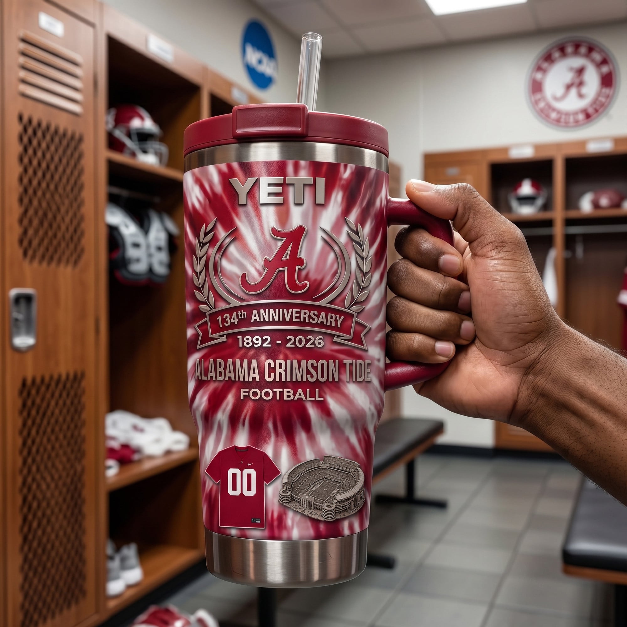 Alabama Crimson Tide 134th Anniversary Tie Dye Handle Tumbler Alabama Crimson Tide 134th Anniversary Tie Dye Handle Tumbler