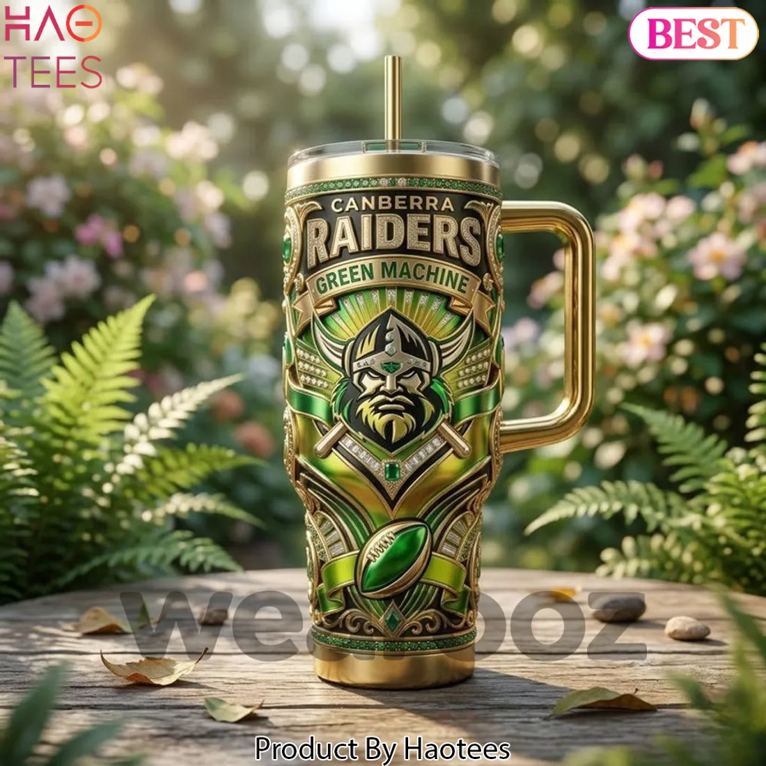 Canberra Raiders Green Machine Luxury 3D Insulated Tumbler Canberra Raiders Green Machine Luxury 3D Insulated Tumbler