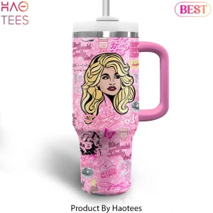 Dolly Parton 69th Birthday Pink Glitter Handle Tumbler