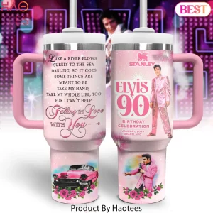 Elvis Presley 90th Birthday Celebration Pink Stanley Tumbler