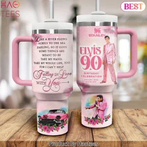 Elvis Presley 90th Birthday Celebration Pink Stanley Tumbler