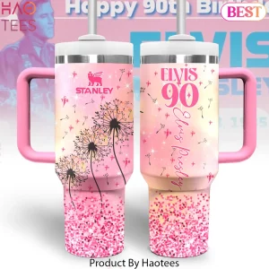 Elvis Presley 90th Birthday Pink Dandelion Anniversary Tumbler