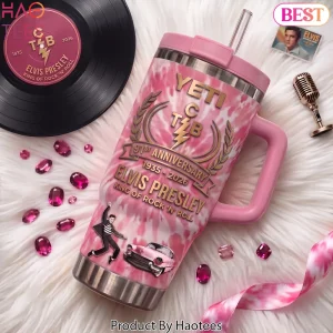 Elvis Presley 91st Anniversary King Of Rock N Roll Pink Tie Dye Tumbler