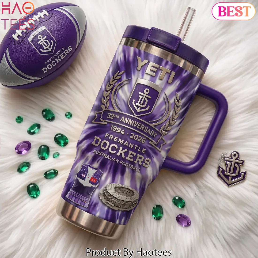 Fremantle Dockers 32nd Anniversary 1994-2026 Tie Dye Handle Tumbler Fremantle Dockers 32nd Anniversary 1994-2026 Tie Dye Handle Tumbler