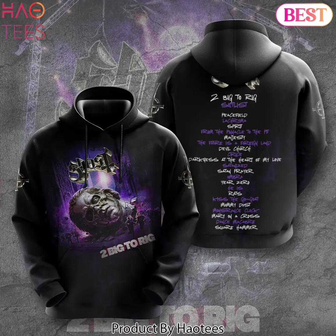 Ghost Band 2 Big To Rig Tour Setlist Graphic Hoodie Ghost Band 2 Big To Rig Tour Setlist Graphic Hoodie