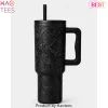 Gothic Bat and Rose Embossed Matte Black 40oz Tumbler