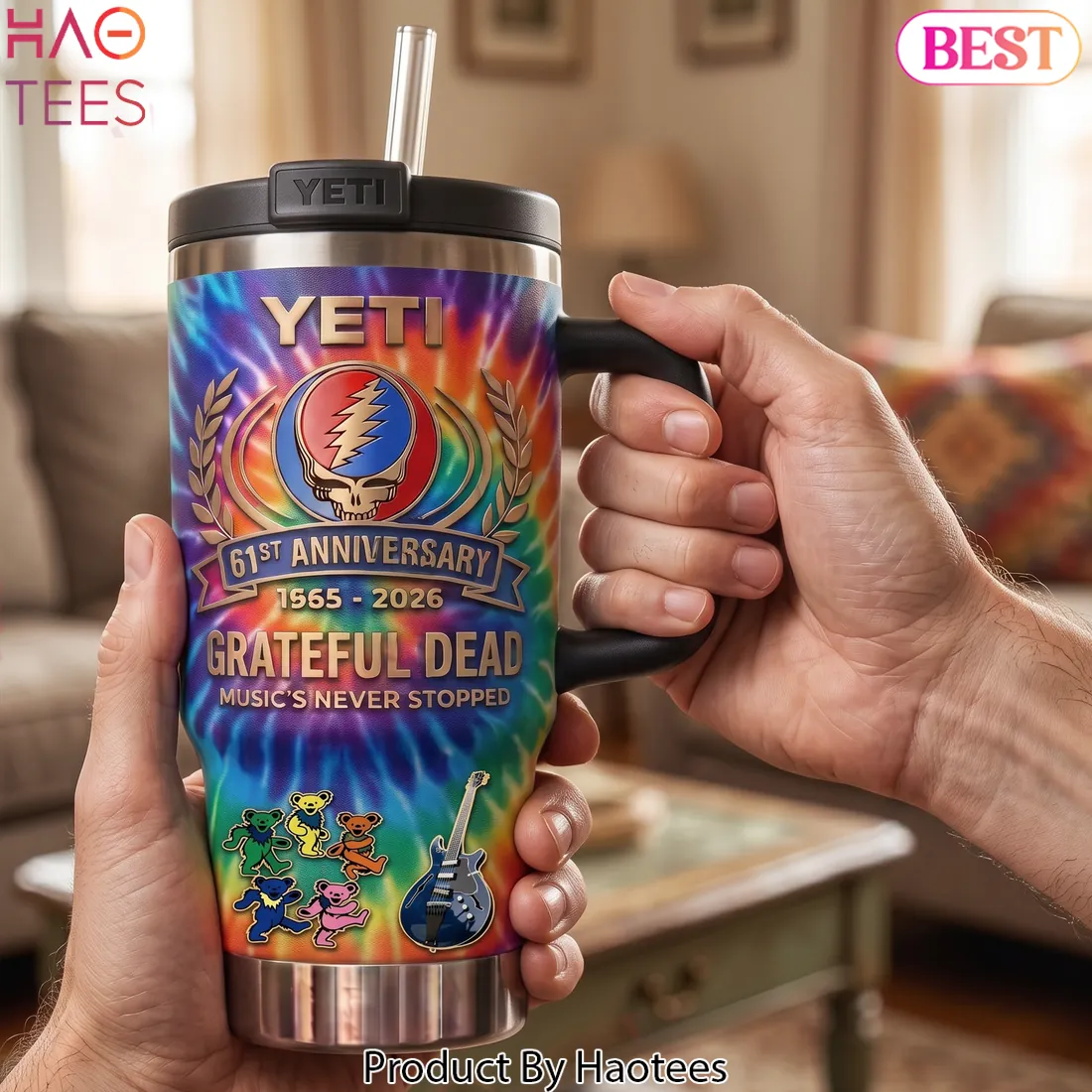 Grateful Dead 61st Anniversary Tie Dye Stainless Steel Handle Tumbler Grateful Dead 61st Anniversary Tie Dye Stainless Steel Handle Tumbler