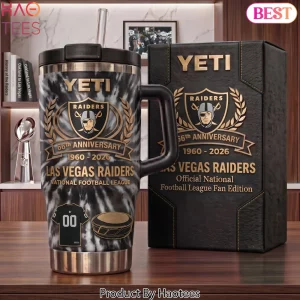 Las Vegas Raiders 66th Anniversary 1960-2026 Yeti Handle Tumbler