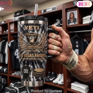 Las Vegas Raiders 66th Anniversary 1960-2026 Yeti Handle Tumbler