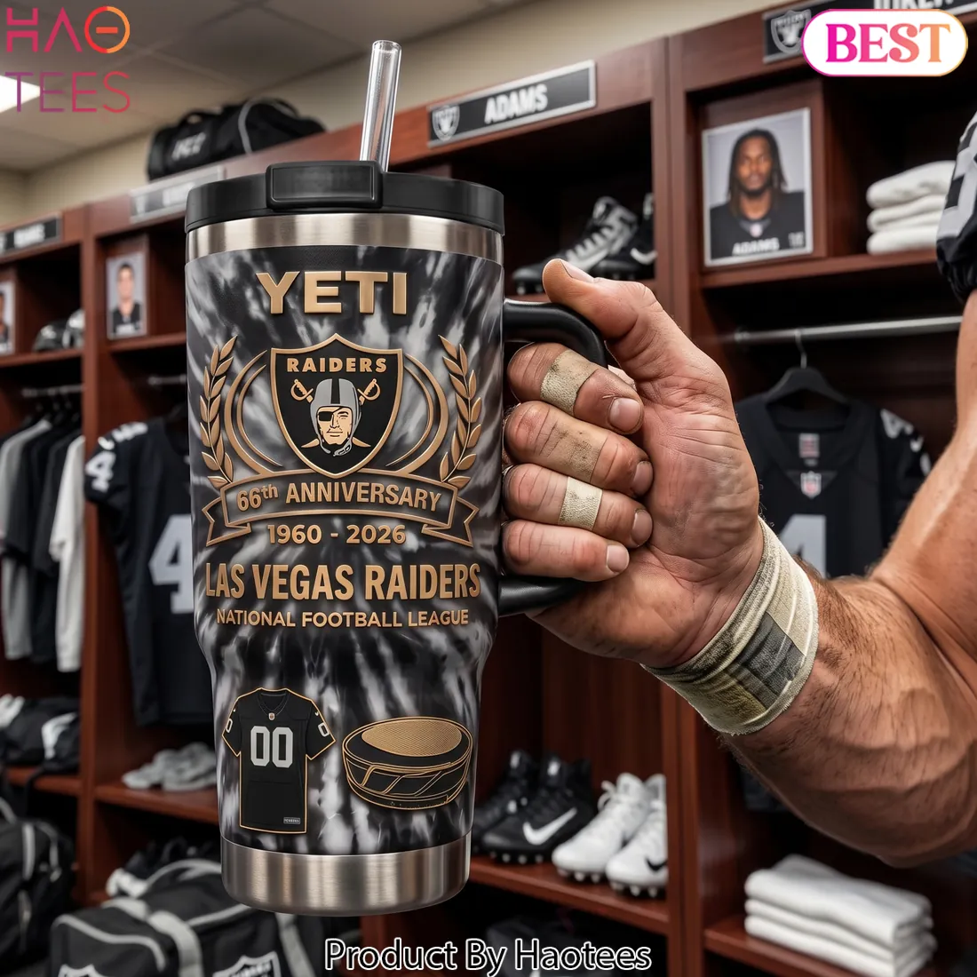 Las Vegas Raiders 66th Anniversary 1960-2026 Yeti Handle Tumbler Las Vegas Raiders 66th Anniversary 1960-2026 Yeti Handle Tumbler