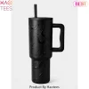 Matte Black Halloween Bat Pattern 40oz Travel Tumbler