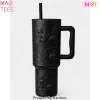 Gothic Bat and Rose Embossed Matte Black 40oz Tumbler