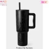 Matte Black Halloween Bat Pattern 40oz Travel Tumbler