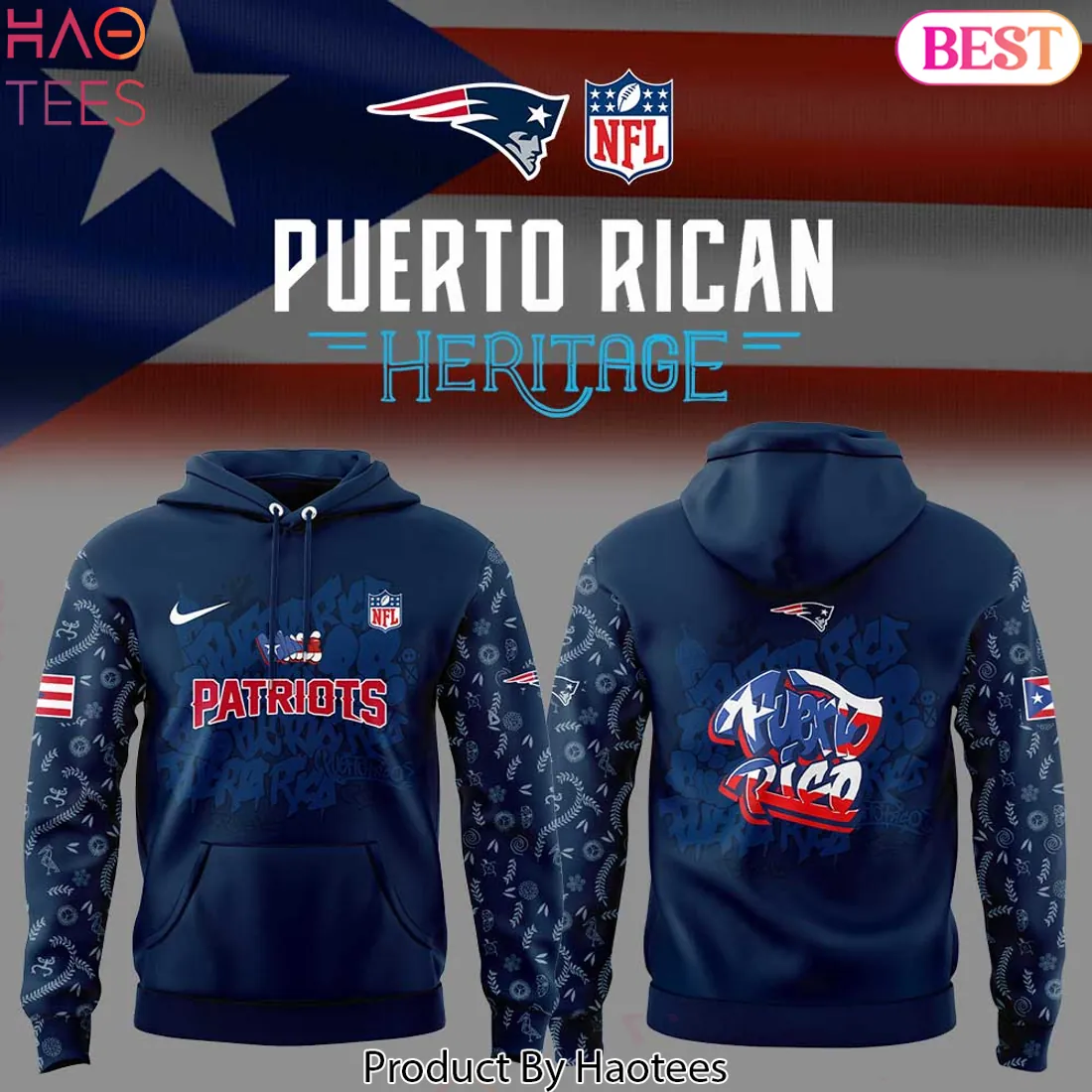 New England Patriots Puerto Rican Heritage NFL Fan Hoodie New England Patriots Puerto Rican Heritage NFL Fan Hoodie
