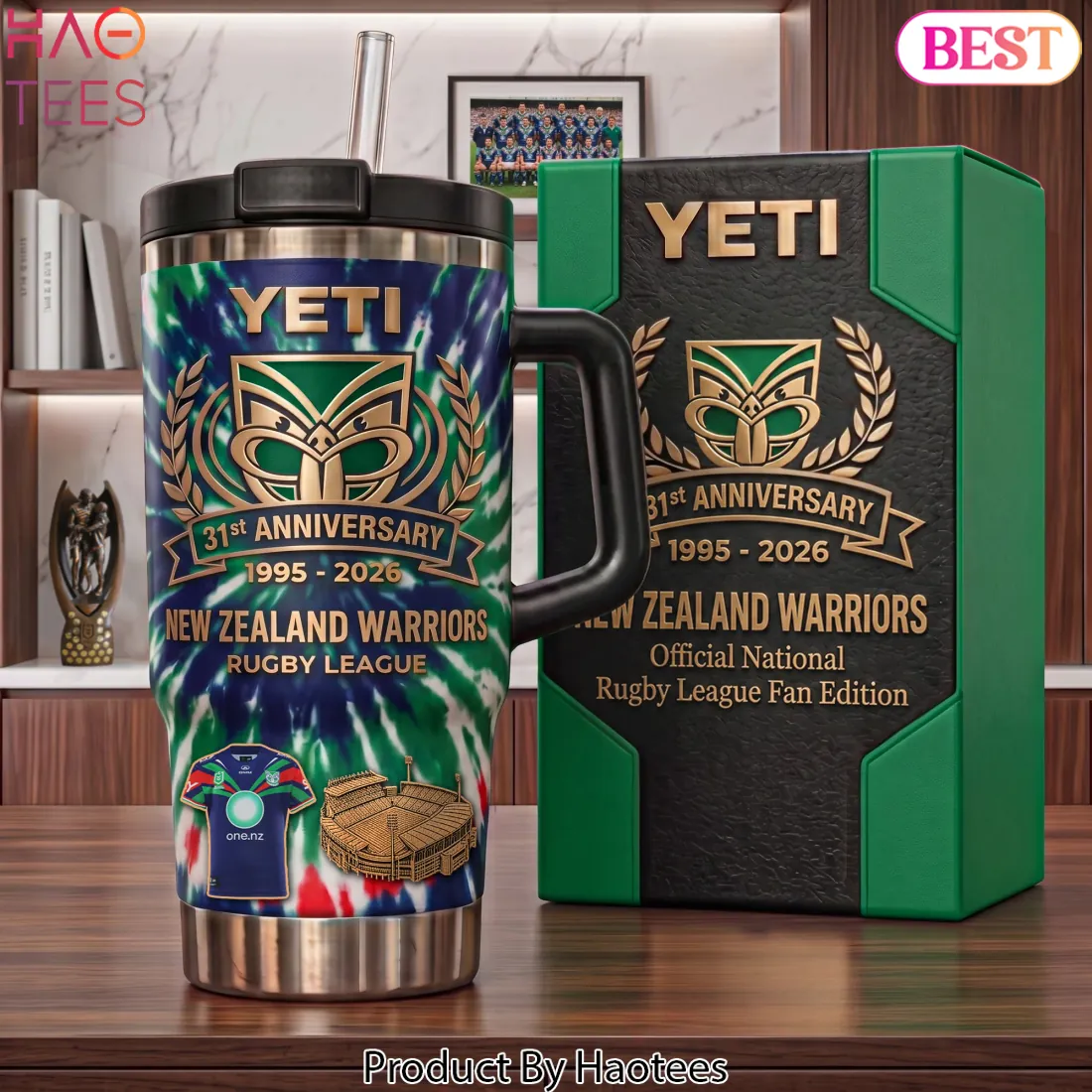 New Zealand Warriors 31st Anniversary Tie Dye Handle Tumbler New Zealand Warriors 31st Anniversary Tie Dye Handle Tumbler