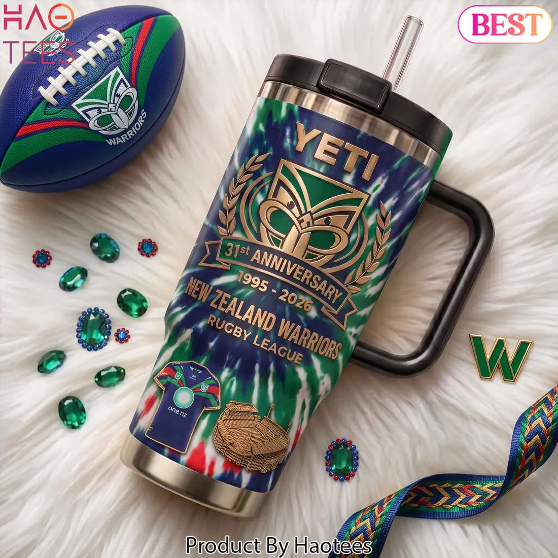 New Zealand Warriors 31st Anniversary Tie Dye Handle Tumbler New Zealand Warriors 31st Anniversary Tie Dye Handle Tumbler