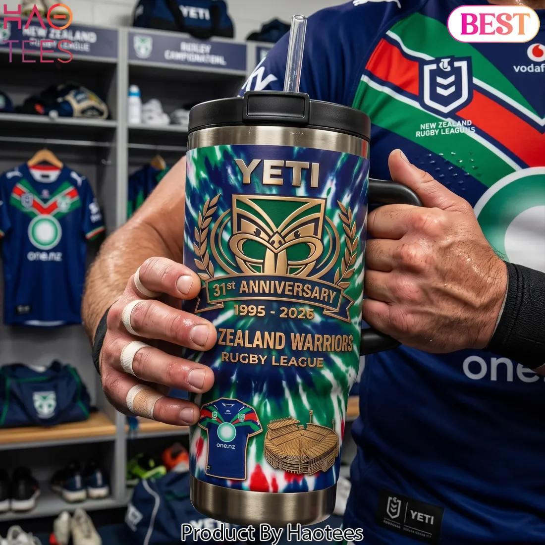 New Zealand Warriors 31st Anniversary Tie Dye Handle Tumbler New Zealand Warriors 31st Anniversary Tie Dye Handle Tumbler
