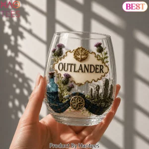 Outlander Scottish Thistle and Standing Stones 3D Embossed Whiskey Glass