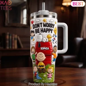 Peanuts Don’t Worry Be Happy Personalized 3D Tumbler Peanuts Don’t Worry Be Happy Personalized 3D Tumbler