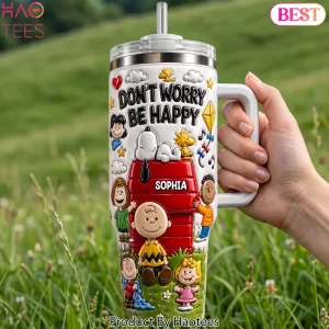Peanuts Don’t Worry Be Happy Personalized 3D Tumbler