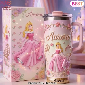Personalized Aurora Princess 3D Floral Insulated Tumbler