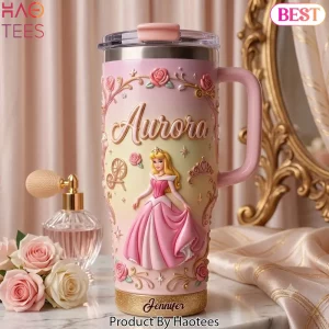 Personalized Aurora Princess 3D Floral Insulated Tumbler