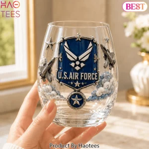 Premium US Air Force 3D Emblem Military Whiskey Glass